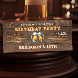 Beer Themed Brewery Rustic Men's 40th Birthday