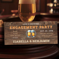 Beer Themed Brewery Wood Ticket Engagement Party