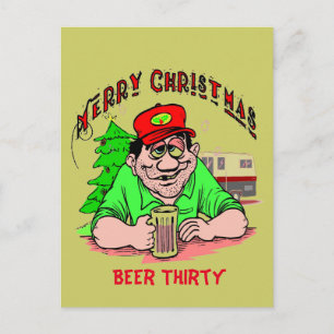 Beer Thirty Christmas Holiday Postcard