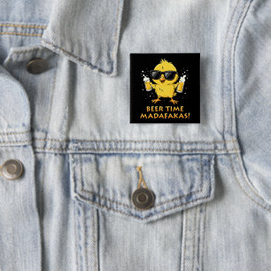 Beer Time Madafakas Funny Meme Duck Goose Retro 15 Cm Square Badge