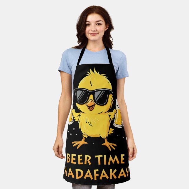 Beer Time Madafakas Funny Meme Duck Goose Retro Apron (Worn)