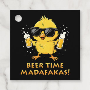Beer Time Madafakas Funny Meme Duck Goose Retro Favour Tags