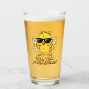 Beer Time Madafakas Funny Meme Duck Goose Retro Glass