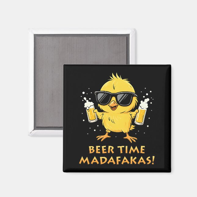 Beer Time Madafakas Funny Meme Duck Goose Retro Magnet (Front/Back)