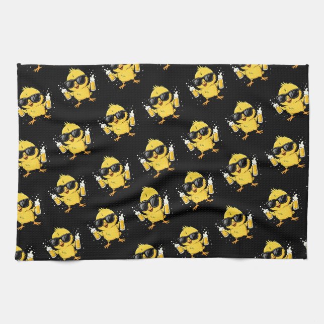 Beer Time Madafakas Funny Meme Duck Goose Retro Tea Towel (Horizontal)