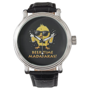 Beer Time Madafakas Funny Meme Duck Goose Retro Watch