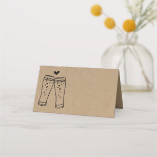 Beer Toast Folded Tent Style Place Card