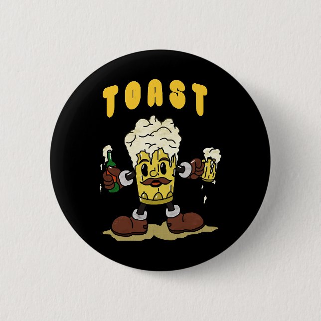 Beer Toast Mascot 6 Cm Round Badge (Front)
