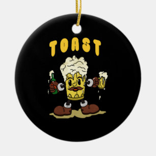 Beer Toast Mascot Ceramic Ornament