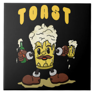 Beer Toast Mascot Ceramic Tile
