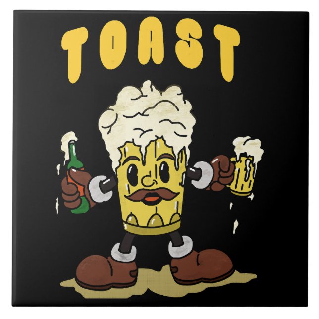 Beer Toast Mascot Ceramic Tile (Front)