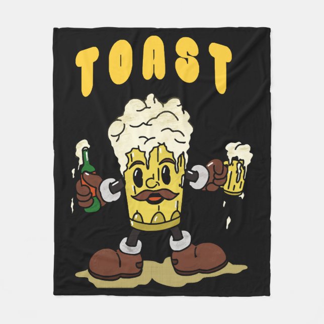 Beer Toast Mascot Fleece Blanket (Front)