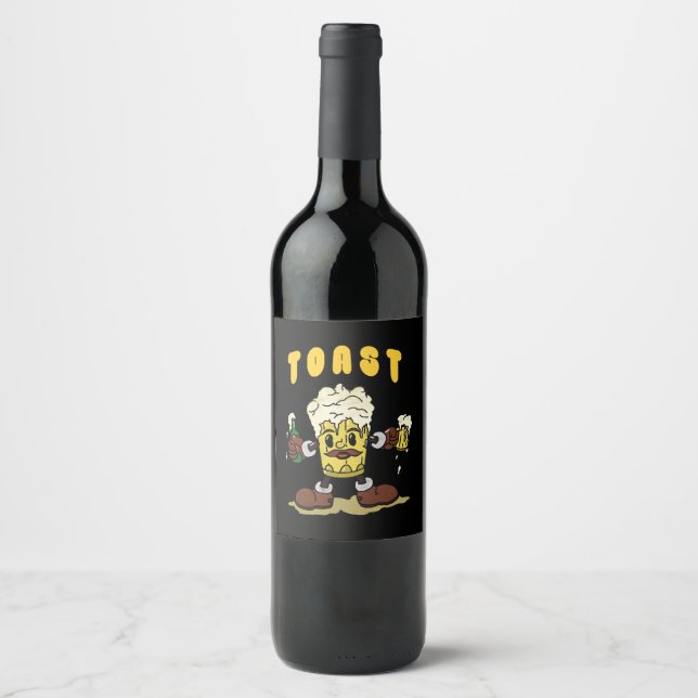 Beer Toast Mascot Wine Label (Front)
