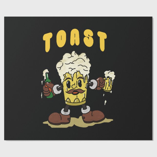 Beer Toast Mascot Wrapping Paper (Flat)