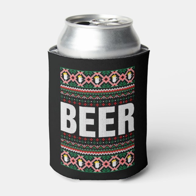 Beer Ugly Christmas Sweater Can Cooler (Can Front)