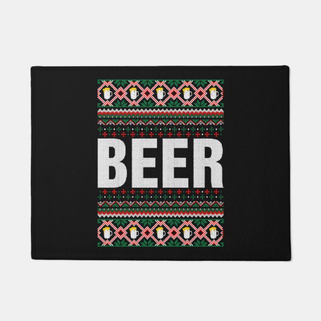 Beer Ugly Christmas Sweater Doormat (Front)