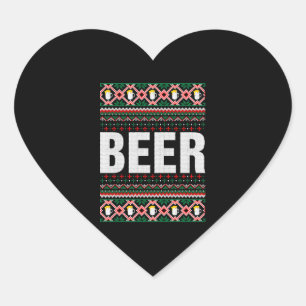 Beer Ugly Christmas Sweater Heart Sticker