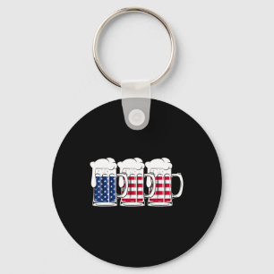 Beer Usa Flag Merica Drinking American Men Women 4 Key Ring