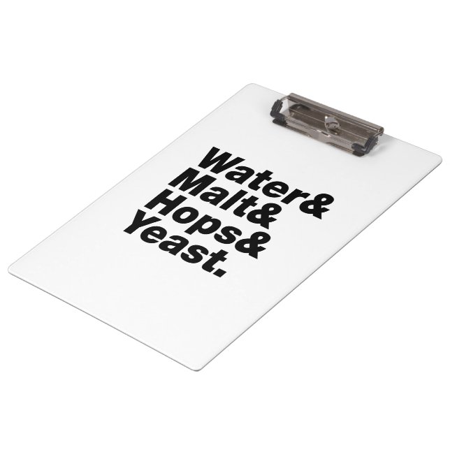 Beer = Water & Malt & Hops & Yeast. Clipboard (Angled)