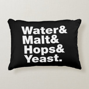 Beer = Water & Malt & Hops & Yeast. Decorative Cushion