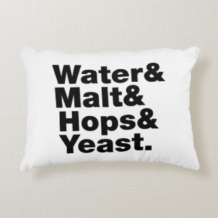 Beer = Water & Malt & Hops & Yeast. Decorative Cushion