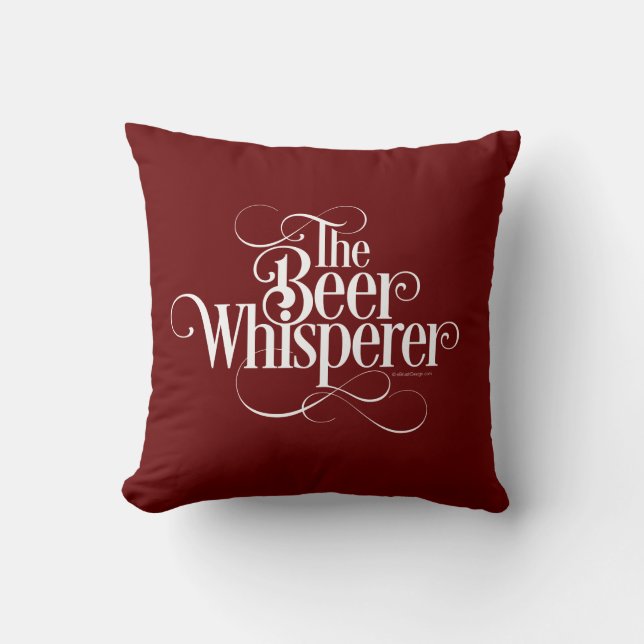 Beer Whisperer (white) Throw Pillow (Front)