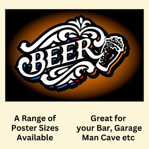 BEER - White on Brown Poster