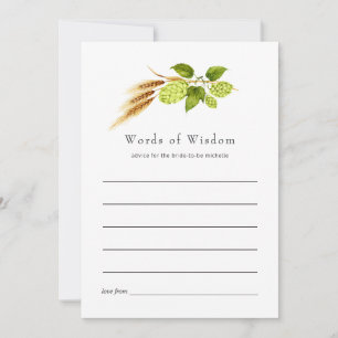 Beer Willow Greenery Gold Bridal Shower Advice Card