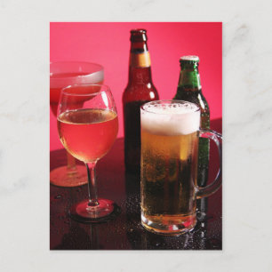 Beer, wine, and margarita postcard