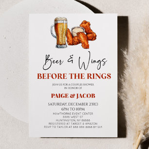 Beer & Wings Before Rings Wedding Couples Shower Invitation