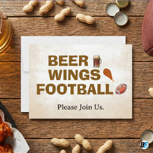 Beer Wings Football Rustic Game Day Party Invitation