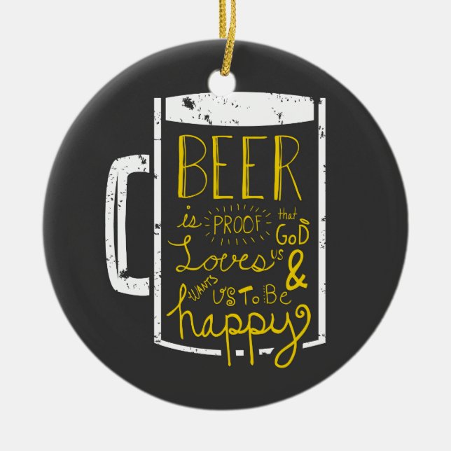 Beer Wisdom Ceramic Tree Decoration (Front)