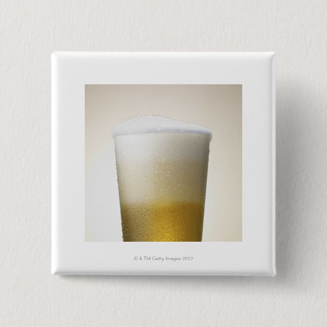 beer with foamy head 15 cm square badge (Front)