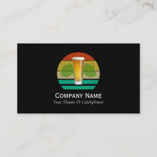 Beer with Hops and Retro Sunset Business Card