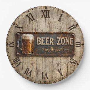 Beer Zone  Rustic Bar Vintage Pub Paper Plate
