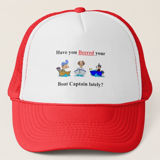 Beered boat captain New red Black Trucker Hat (Front)