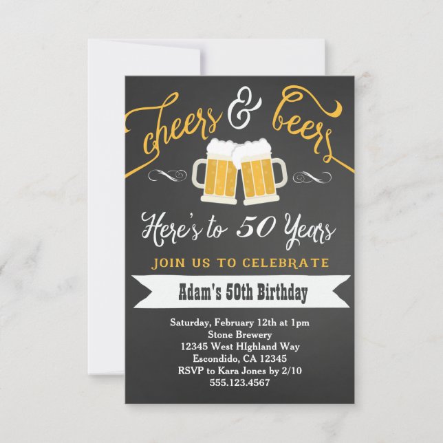 Beers and Cheers Birthday Invitation 30th 40th etc (Front)