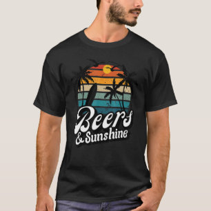 Beers And Sunshine Palm Tree Surf Vacay Retro Beac T-Shirt