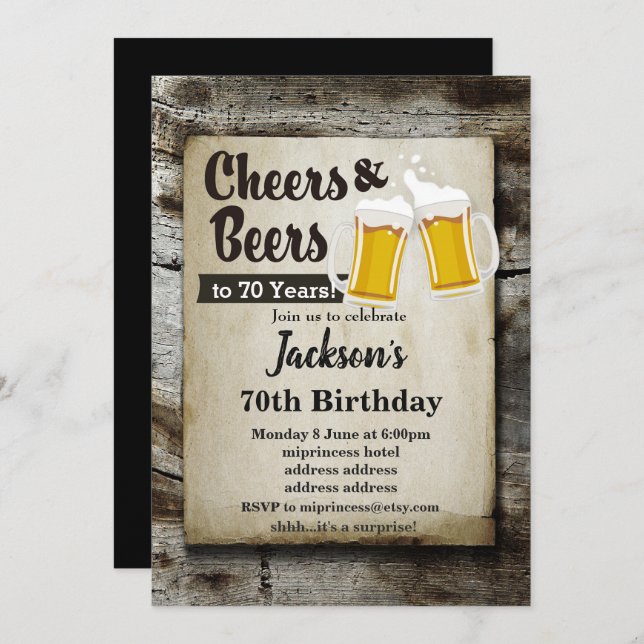 Beers birthday invitation, cheers to any years! invitation (Front/Back)