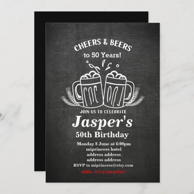 Beers birthday invitation, cheers to any years! invitation (Front/Back)