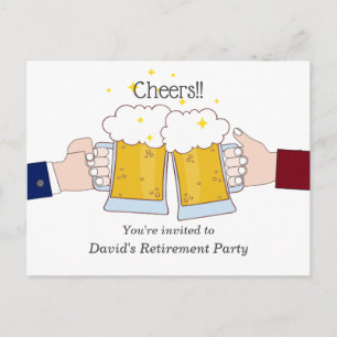 beers, cheers, adult retirement party invitation postcard