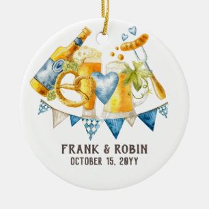 Beers & Cheers Oktoberfest Party Rustic Bavarian Ceramic Ornament