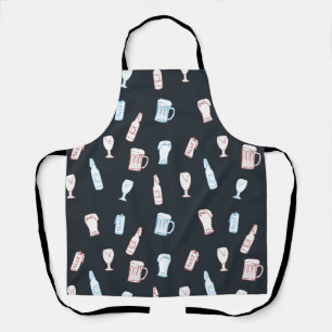 Beers Rustic Hand Drawn Whimsical Beer Man Cave Apron