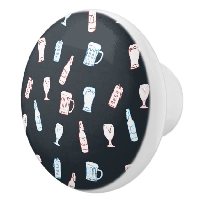 Beers Rustic Hand Drawn Whimsical Beer Man Cave Ceramic Knob (Right)