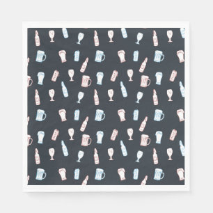 Beers Rustic Hand Drawn Whimsical Beer Party Theme Napkin
