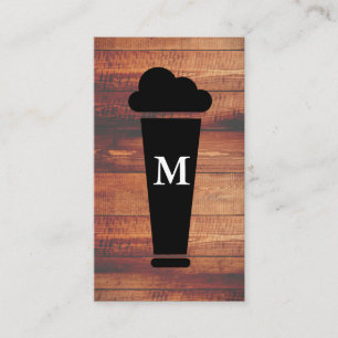 Beers Rustic Wood Square Element with Monogram Business Card
