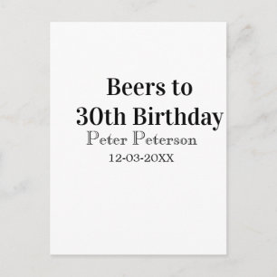 Beers to 30th birthday name date man stylishSimple Postcard