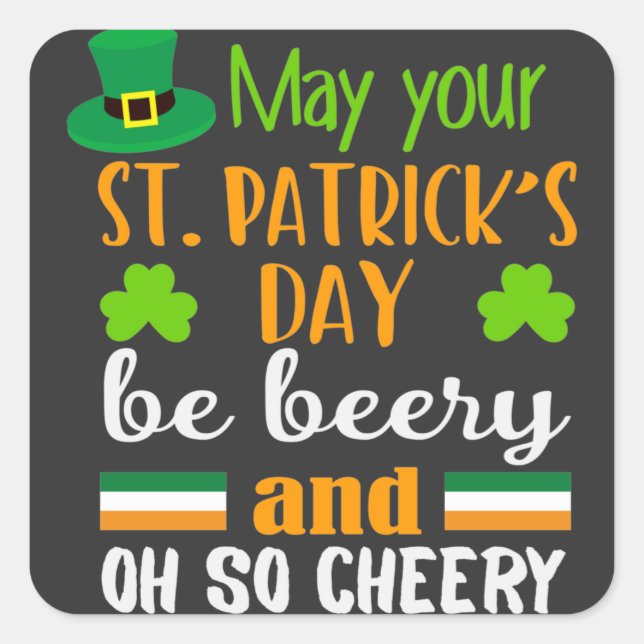 Beery Cheery St. Patrick's Day Square Sticker (Front)