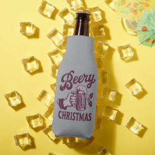 Beery Christmas Vintage Beer Party Xmas Bottle Cooler