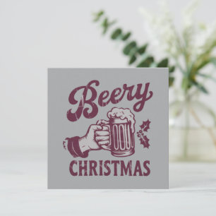 Beery Christmas Vintage Beer Party Xmas Holiday Card